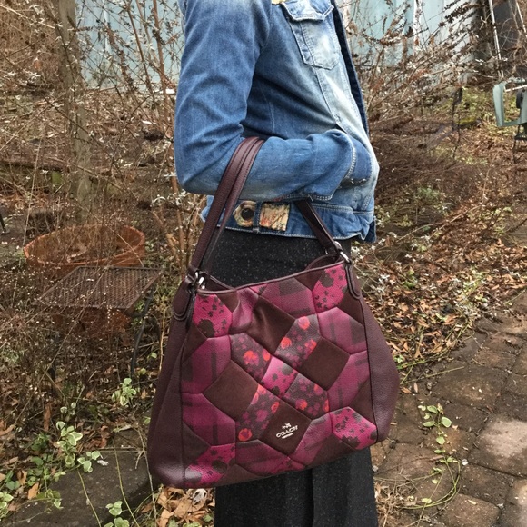 SOLD!! Coach Edie 31 Canyon Quilt Patchwork Cyclamen~OXBLOOD CALICO PRAIRIE~RARE - Picture 2 of 16